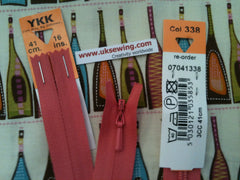 YKK Concealed Zip 41cm 16inch: Coral Pink (338)