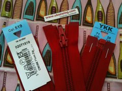 YKK Nylon Open End Zip 71cm 28inch: Red (519)