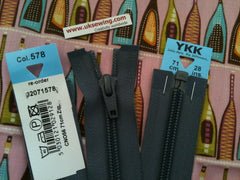 YKK Nylon Open End Zip 71cm 28inch: Dark Grey (578)