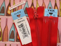 YKK Nylon Open End Zip 61cm 24inch: Red (519)