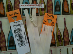 YKK Concealed Zip 41cm 16inch: Cream (502)