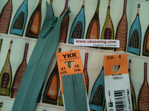 YKK Concealed Zip 41cm 16inch: Dark Mint (004)