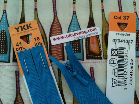 YKK Concealed Zip 41cm 16inch: Kingfisher (037)
