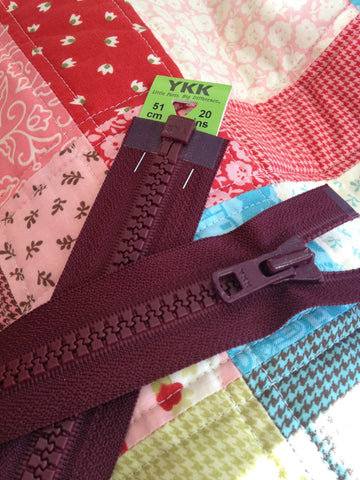 YKK Vislon Open End Zip 51cm 20inch Burgundy (048)