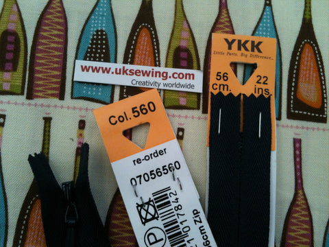 YKK Concealed Zip 56cm 22inch: Dark Navy (560)