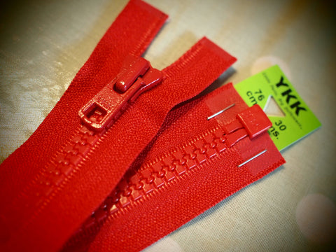 YKK Vislon Open End Zip 76cm 30inch Red (519)