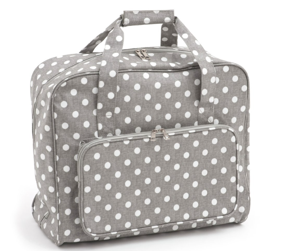 Sewing Machine Bag,carry case Hobby Gift Matt Grey Linen Polka Dot MR4 UK Sewing Machines
