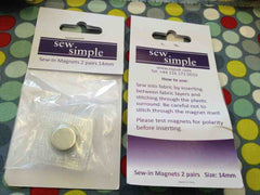 14mm Sew In Invisible Bag Magnets x 2 pairs